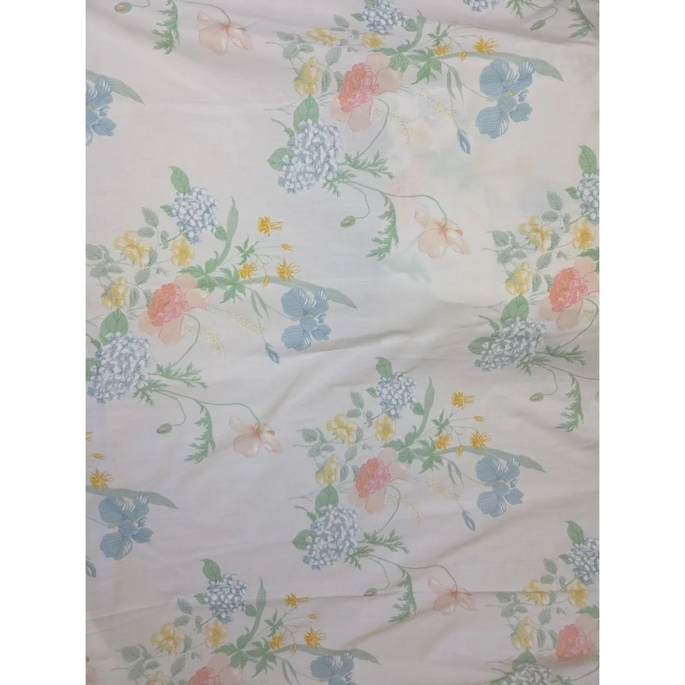 Vintage 1970s Springmaid Wondercale Floral Iris Double Sheet Set Flat Fitted‎